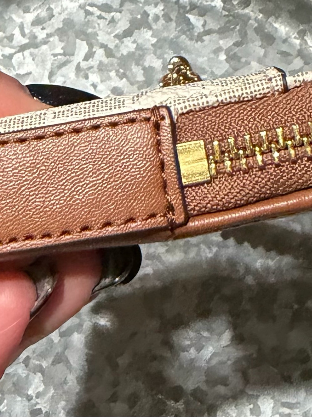 Michael Kors Beige Logo Wristlet with Gold Chain - Picture 6 of 9